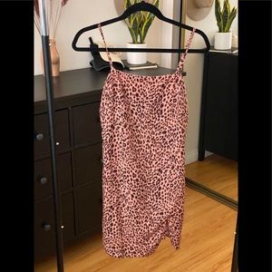 Pink leopard slip dress